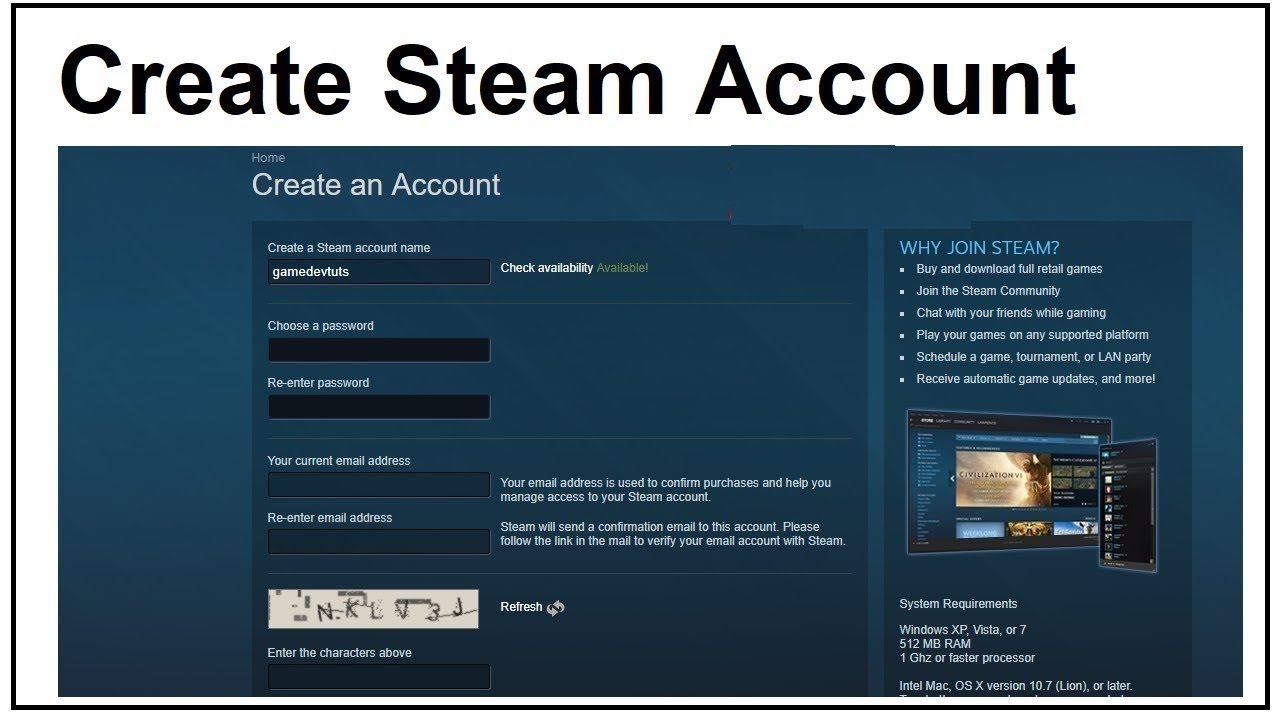 Steps to make a steam account on mobile and pc for free